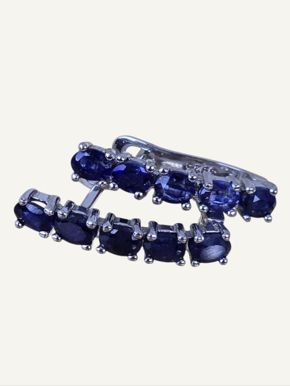 925 Sterling Silver Earrings with Natural Blue Sapphire Gems